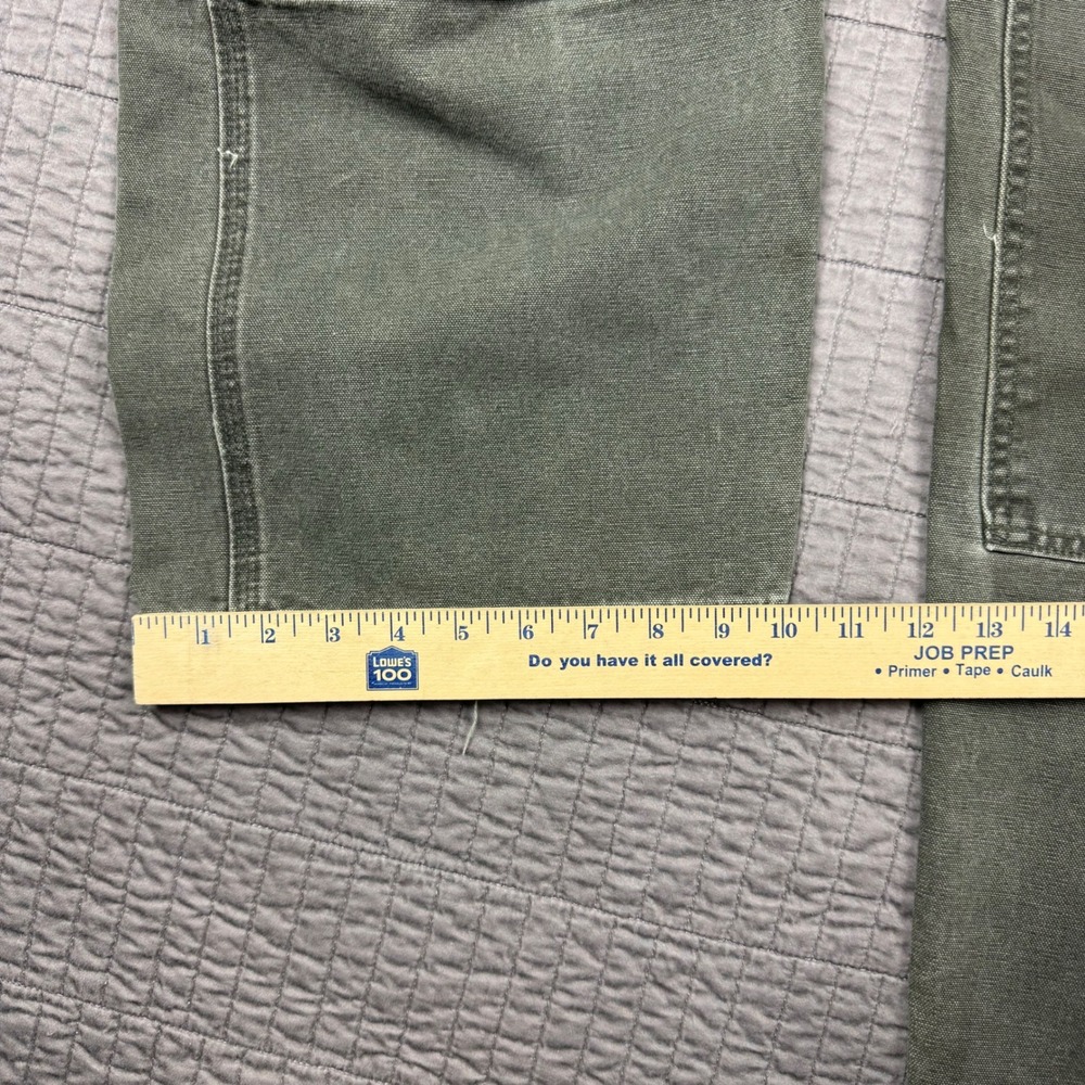 Vtg Carhartt R06 MOS Green Duck Bib Overalls 40x32 Double Knee Canvas Moss Fade - Picture 15 of 16